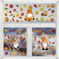 thumbnail image 4 of XIA0LE 6 Sheets Fall Window Maple Leaf Thanksgiving Decoration Glass Sticker Maple Leaf Gnome Pumpkin Door Wall For Home Party Decor Wedding Party, 4 of 6