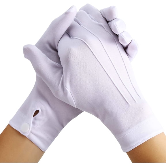 2 Pairs White Cotton Glove Men Parade Formal Tuxedo Uniform Glove for Cosplay Party Jewelry Inspection (nylon 10 Inch)