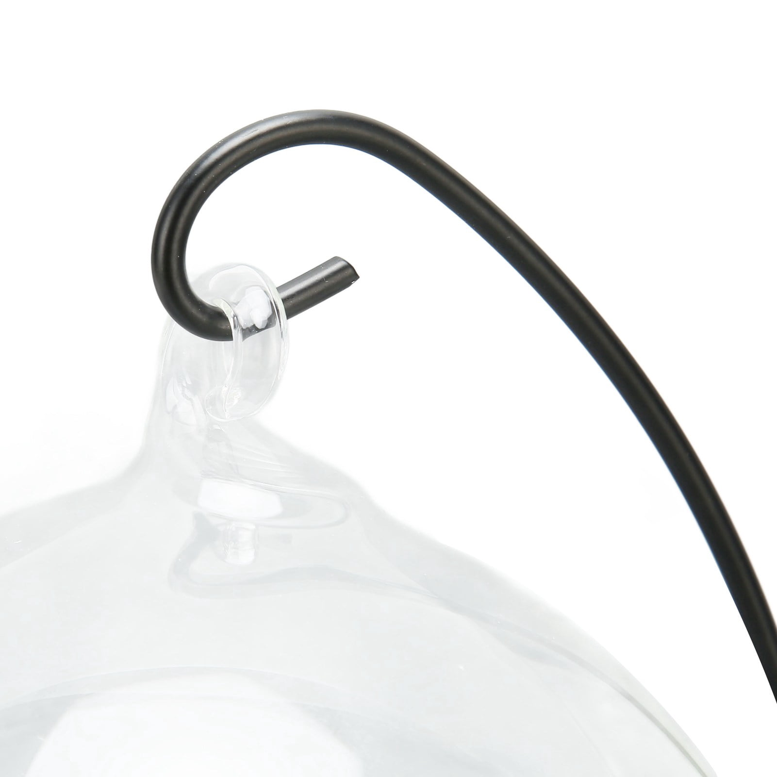 BIMZUC Hanging Glass Fish Tank Transparent Desktop Bowl with Metal Stand for Home Office Decor Mini Aquarium Kit for Betta Goldfish Plants 5.91 inches / 15.0 cm