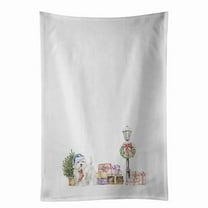 West Highland White Terrier Holding Stocking White Kitchen Towel Set of 2 19 in x 28 in