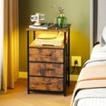 thumbnail image 5 of Tomnk Set of 2 Nightstands with Charging Station, Rustic Brown End Table with 3 Drawers, USB Ports, 5 of 8