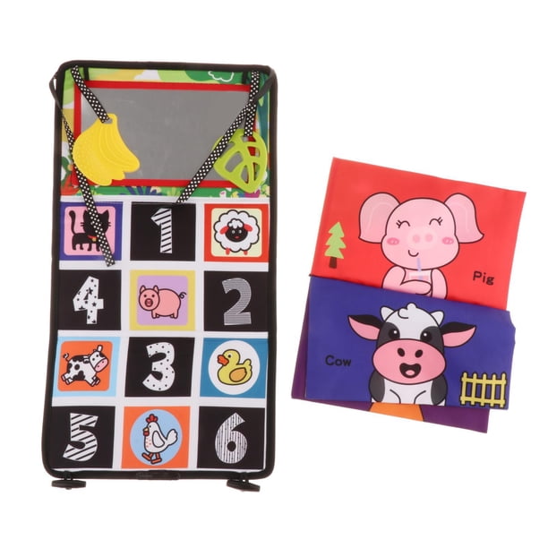 Libro sensorial espejo,Juguetes de espejo con libro de tela,juguete infantil ,Juguetes para bebés meses Libro plegable para bebés,Juguete sensorial para Aves de corral