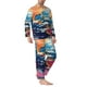 thumbnail image 2 of Balery Colorful Whimsical Earth Pijama para Hombre de Dos Piezas con Manga Larga, Conjunto de Dormir y Descanso Suave con Bolsillos-Large, 2 of 7