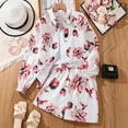 thumbnail image 2 of TOOYOU Girls Summer Outfit Sets Kids Floral Print Sun Protction Long Sleeve Shirt Shorts Set Girls School Uniform Sets Size 9-10 Years White, 2 of 9