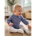 thumbnail image 4 of RUINIXCW Baby Boy Fall Romper Adorable Solid Color Long Sleeve Doll Collar Button Up Jumpsuit, 4 of 9