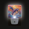 thumbnail image 3 of Dolphins on Sea Night Light LED Dusk to Dawn Auto Sensor Night Lamp Plug-in Nightlight for Bedroom Hallway Kitchen 2 PCs, 3 of 7