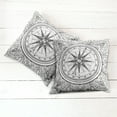 thumbnail image 2 of Ambesonne Compass Throw Pillow Cover 2 Pack, Windrose Line Art Style, 18", Black White, 2 of 6
