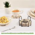 thumbnail image 5 of Yayeee 6 PCS Drink Coasters with Holder Set Woven Absorbent Round Tabletop Hot Pad, Beige Astronaut Planet, 5 of 7