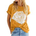thumbnail image 2 of Women's T-Shirts Rose Graphic Loose Fit Summer Short Sleeve Boyfriend Casual Crew Neck Tees Women's Tops Yellow S, 2 of 5