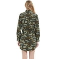 thumbnail image 2 of Women Jean Shirt Dress Long Sleeves Waist Ties Casual Short Chambray Denim, Camouflage, Small, 2 of 5