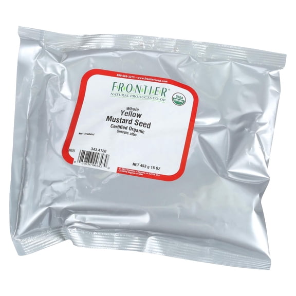 Frontier Mustard Seed, Yellow Mustard Whole Certified Organic, 16 Oz bag