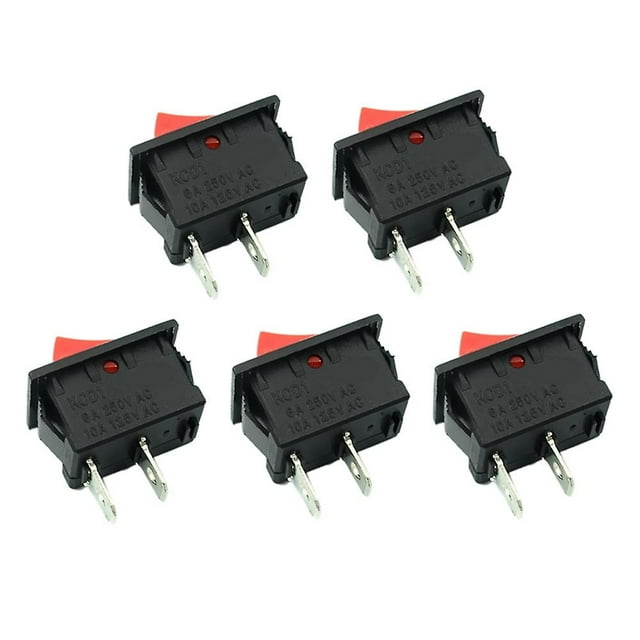 5pcs On-off Kcd11 2pin 2p Negro Rojo Barco Coche Interruptor basculante Afortunado Sencillez
