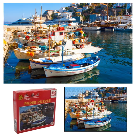 CYFW Island Harbor 500 Piece Puzzles for Adults,Unique Puzzles for Adults,Relaxing Brain Difficult Puzzles for Adults,18.1x11.0 Inches Adult Jigsaw Puzzles for Gifts