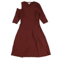 thumbnail image 1 of bar III Robe Découpée Ligne A pour Femmes, Marron, Très Petit, 1 of 2