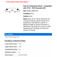thumbnail image 2 of Rear Air Suspension Shock - Compatible with 1978 - 1995 Chevy G20 1979 1980 1981 1982 1983 1984 1985 1986 1987 1988 1989 1990 1991 1992 1993 1994, 2 of 2