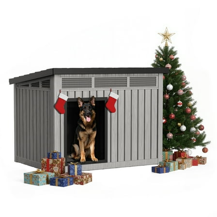 Dog House for Both Indoor and Outdoor with Weatherproof Roof Removable Floors for Medium to Large Dogs Interior Space (Grey&Black, Large )