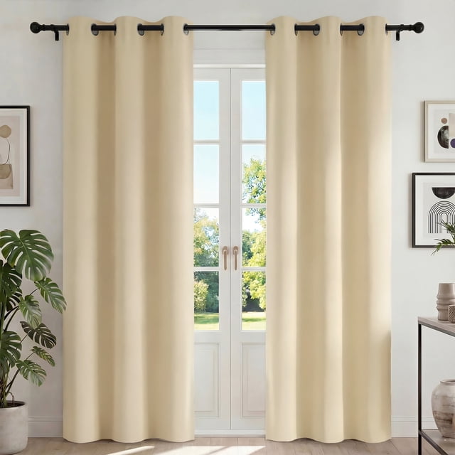 Blackout Cortinas para Recámara, Cortina Blackout Térmica Aislada 2 Paneles 42x84 Pulgadas, Cortinas Negras con Ojales, Reducción de Ruido, Ahorro de Energía y Cortinas sin Arrugas para Sala de Estar