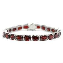 Natural Garnet Bracelet 6x8 mm Oval 925 Sterling Silver Garnet Tennis Bracelet Unisex Adults by Juhi Jewels