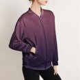 thumbnail image 7 of Women's Gradient Color Casual Windbreaker with Zippered Sleeve Pockets, Lightweight Soft Fabric Jacket for Daily Wear, Comfortable Outdoor Zipper Coat with Fashionable Ombre Design Purple M, 7 of 7