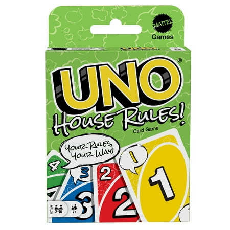 UNO House Rules Card Game for Adult, Family & Game Night, Travel, Camping & Party