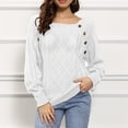 thumbnail image 1 of Suéter de punto torcido con botones y cuello cuadrado informal de otoño e invierno de estilo europeo y americano para mujer, 1 of 6