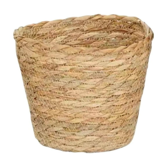 Natural Woven Straw Storage Basket-Bohemian Style Handmade Seagrass Planter with Vintage Design,Multipurpose Indoor Outdoor Flower Pot Cover,Home Decor Organizer for Living Room,Porch,Displays