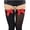 Black/Red, variant on ToBeInStyle Women's Opaque Satin Bow Accent Thigh Highs - Black - Plus