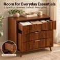 thumbnail image 4 of PORKISS Fluted 3 Drawer Dresser for Bedroom, 31.6" Mid Century Chest of Drawers with Curved Fronts, Wood Small Dresser with Metal Handles & Storage for Hallway Living Room Entryway, Walnut A, 4 of 7