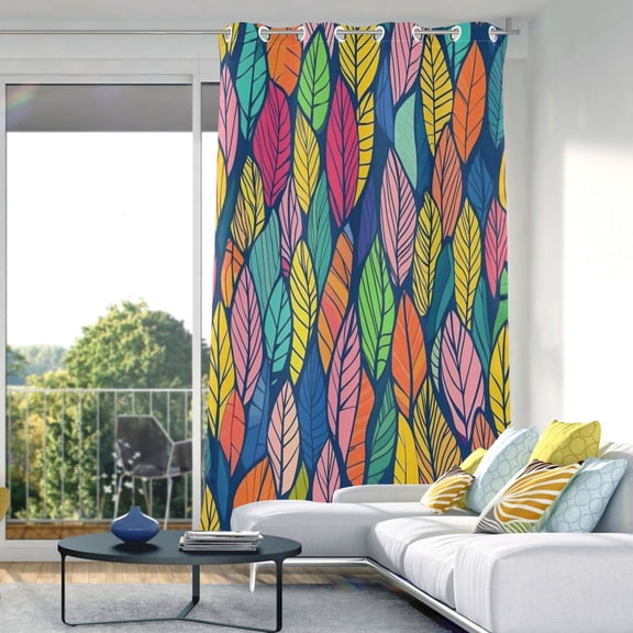 Colorful Leaves Blackout Curtains 84"x52" Thermal Insulated Curtain 1 Panel