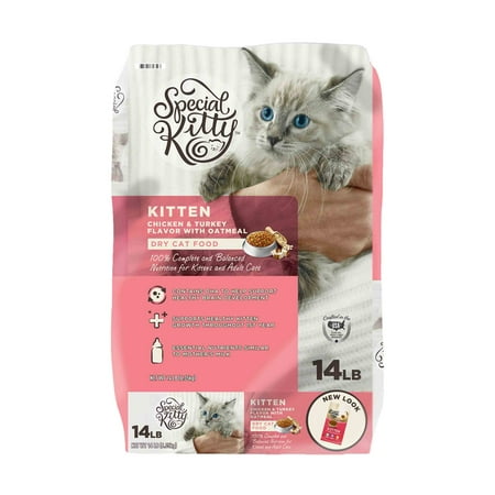Special Kitty Chicken & Turkey Flavor with Oatmeal Kibble Dry Cat Food for Kittens  14 lb Bag