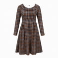 thumbnail image 5 of GUACER Plaid Fall Midi Dresses for Women High Waist Crewneck Long Sleeve A-Line Swing Dress for Work Casual, 5 of 6