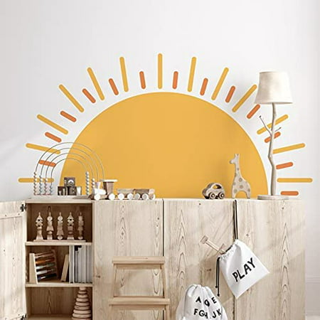 Half Sun Wall Decal Vinyl Sunset Decals Boho Nursery Decor Sunshine Sunrise Canada - Sun Wall Decal Nursery