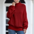 thumbnail image 3 of DuoJiaJ Womens Knit Sweater Batwing Sleeve Roll Neck Europe & America Style | Cozy Winter Wear Womens Blouses Long Sleeve Red S, 3 of 5