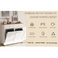 thumbnail image 3 of JassmiPkwy Double Trash Cabinet Tilt-Out,20 Gallon Farmhouse Laundry Hamper Cabinet w/2 Drawers,Hidden Wooden Trash Can Cabinets with Storage Basket for Kitchen-White, 3 of 11