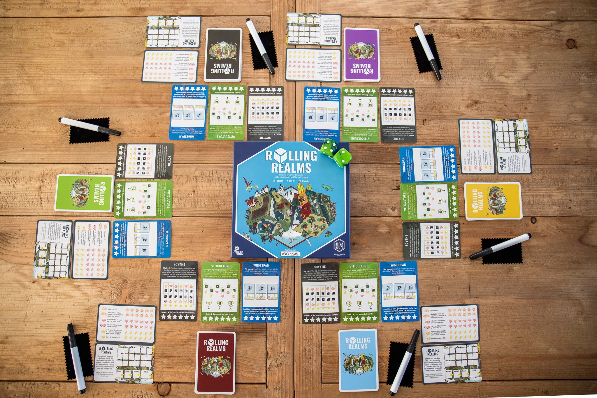 Rolling Realms by Jamey Stegmaier - A Roll-and-Write Strategy Board Game from Stonemaier Games
