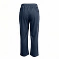 thumbnail image 5 of ZHYou No Boundarie Womens Pants Corduroy Drawstring Wide Leg Elastic High Waisted Soft Knit Loose Fit Casual Trousers with Pockets,Navy,Size 3XL, 5 of 8