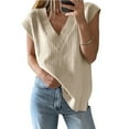 thumbnail image 5 of Womens V Neck Sweater Vest Oversized Ribbed Knit Sleeveless Casual Loose Fit Pullover Tank Top, 5 of 6