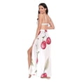 thumbnail image 3 of FORMRS Womens Long Sarong Beach Wrap Semi-Sheer Bikini Skirt Bathing Swimsuit Cover Up, Red Cherry, 3 of 7