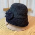 thumbnail image 6 of CoCopeaunts Fashion Bowknot Women's Bucket Hat Autumn Winter Fuzzy Warm Hat Solid Color Wide Brim Ponytail Basin Hat for Girl, 6 of 8