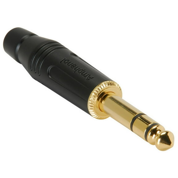 Amphenol ACPS-GB-AU 1/4" Stereo Phone Plug Connector Black with Gold Contacts