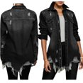 thumbnail image 1 of Veste en Jean Décontractée pour Femmes Légère à Manches Longues Déchirée et Usée pour Usage Quotidien, 1 of 3