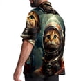 thumbnail image 3 of Retro Cat Men's Casual Printed Button Down Short Sleeve Summer Beach Shirt, Unisex, 3 of 6