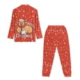 thumbnail image 5 of DISNIMO Women's 2 Piece Lounge Sets Capybara Snowflake Printed Long-Sleeve Pajama Sets with Pocket Button Down Sleepwear with Matching Long Pants Christmas Loungewear Nightwear, 5 of 7