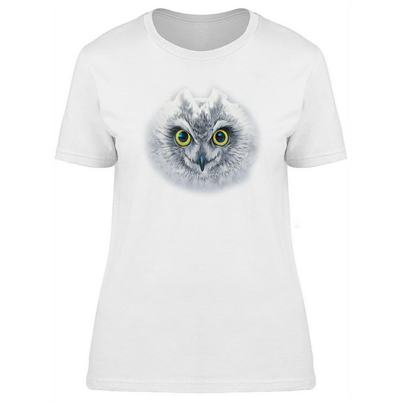 Cool White Watercolor Owl Head T-Shirt Women -Image by Shutterstock, Female XX-Large