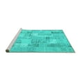 thumbnail image 2 of Ahgly Company Machine Washable Indoor Rectangle Patchwork Turquoise Blue Transitional Area Rugs, 7' x 9', 2 of 4