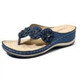 thumbnail image 1 of Retro Flowers Flat Bottom Round Head Casual Female Sandals - Large Size Flip-Flops, 1 of 1