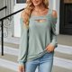 thumbnail image 5 of MHFRRA Camiseta Básica con Cuello En U para Mujer, Suave, Cómoda e Informal, para Uso Diario, Ideal para Vacaciones, Top Básico Versátil con Jeans, para Toda La Temporada, Color Puro. Verde, 5 of 8