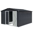 thumbnail image 3 of Royard Oaktree Metal Storage Shed, 6 X 8 Ft Large Tool Shed with Lockable Double Doors and Latch, All-weather Outdoor Storage Shed with Air Vents for Patio, Garden, Backyard, Lawn, Dark Grey, 3 of 5