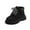 Black, variant on Unisex Girls Boys Zipper Frosted Leather Round Toe Lace Up Ankle Boots Non-Slip Waterproof Comfort Work Boot (Toddler/Little Kid)