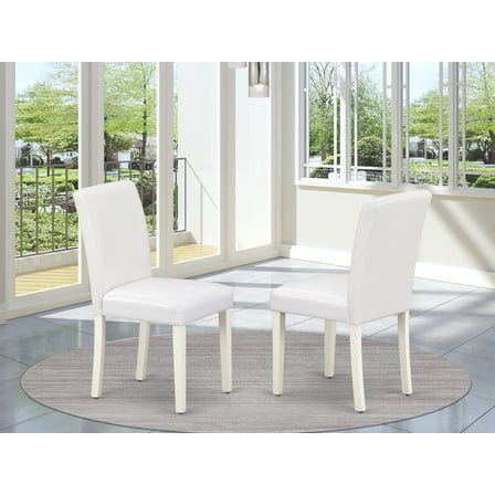 ABP2T64 Abbott Parson Chair With Linen White Leg And Pu Leather Color White - Set of 2